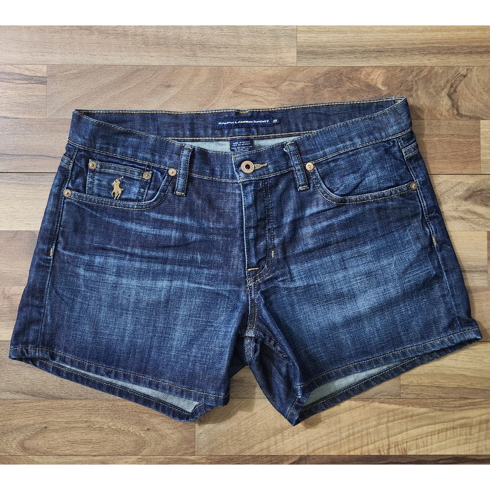 Ralph Lauren Sport Dark Wash Denim Jean Shorts Womens Size 29 - Picture 2 of 13